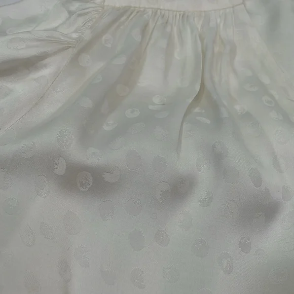 The Kooples Paris Blouse Top Size 2 Cream Dot Print Covered Buttons - Picture 8 of 11